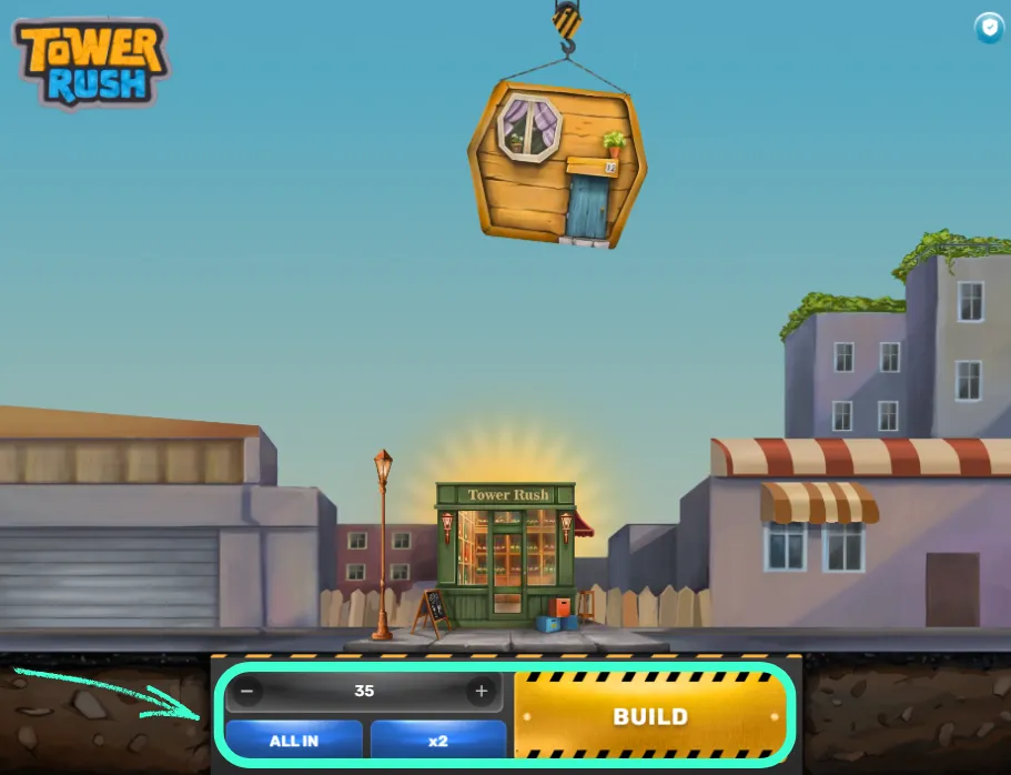 Kies je inzet en druk op Build